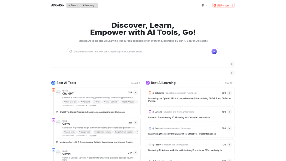 AiToolGo: Discover Best AI Tools & Learning Resources | AI Search-Enhanced Learning Platform