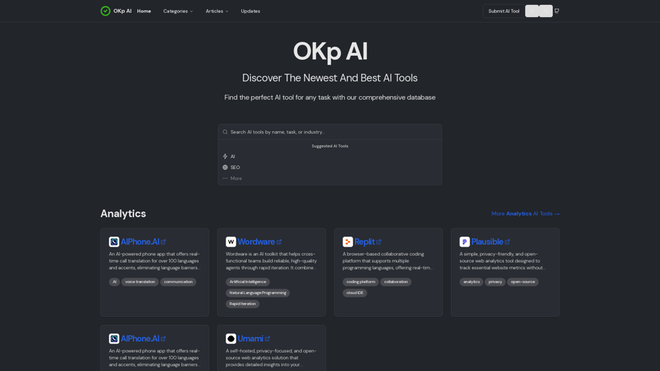 OKp AI: There is An AI For That - Discover The Newest And Best AI Tools