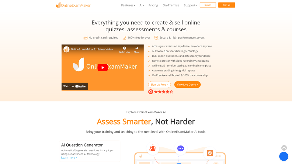 Free Online Exam Platform for Quizzes, Assessments, Surveys, & Courses - OnlineExamMaker