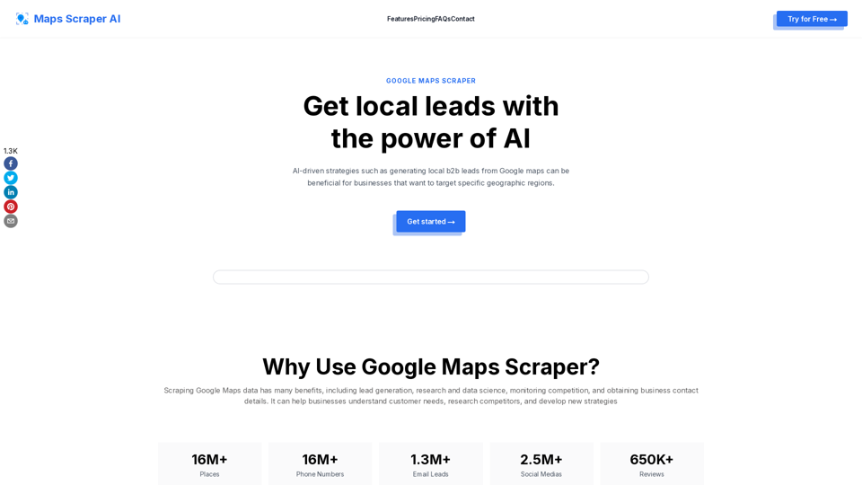 谷歌地图数据抓取工具 - mapsscraper.ai