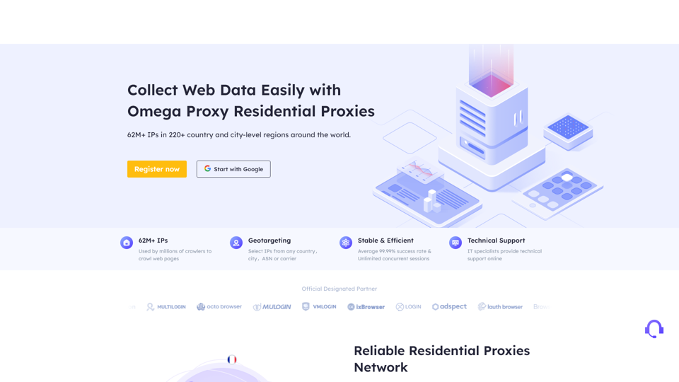 OmegaProxy: 62M+ Rotating Residential Proxies Provider