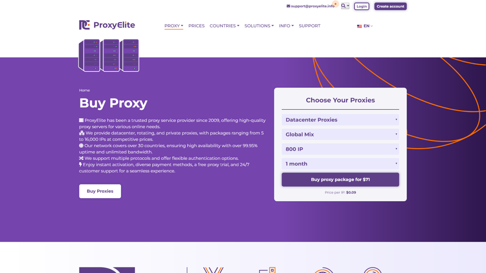 ProxyElite: Compre Servidores Proxy Premium | Rápidos y Seguros