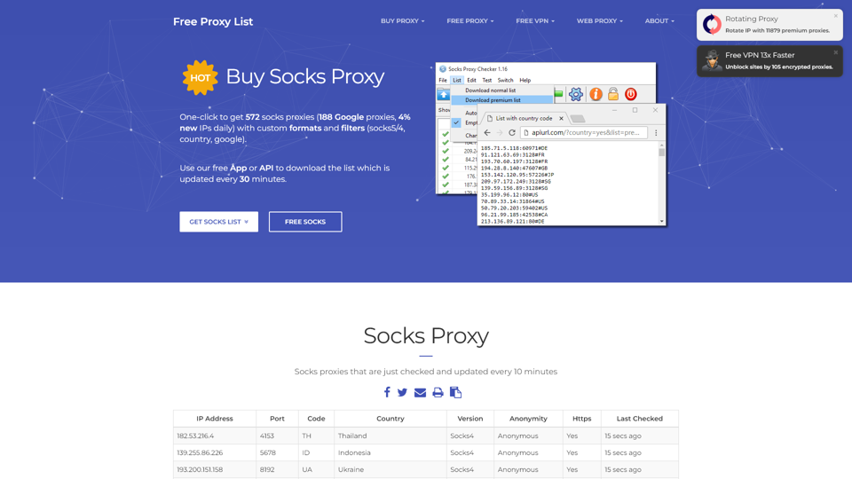 Chaussettes Proxy - Liste gratuite de proxy Socks5 et Socks4