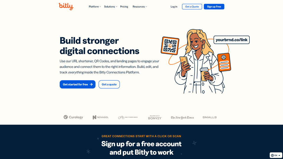 Bitly Connections Plattform | Kurze URLs, QR-Codes und mehr