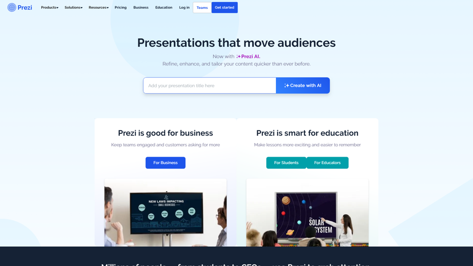 Presentations and videos with engaging visuals for hybrid teams | Prezi Present