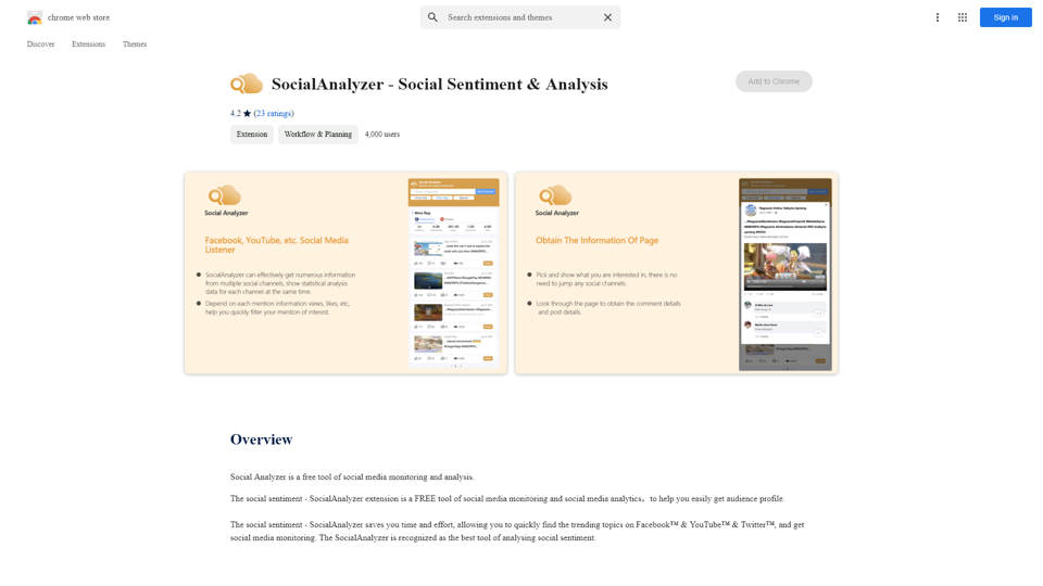 SocialAnalyzer - Sentiment et Analyse Sociale - Chrome Web Store