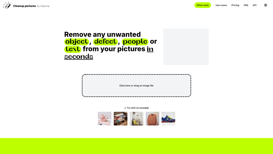 Cleanup.pictures - Remove objects, people, text, and defects from any picture for free