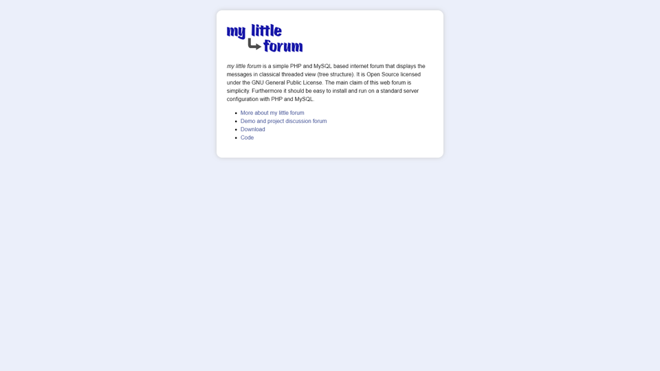 my little forum - a simple PHP/MySQL based threaded internet forum