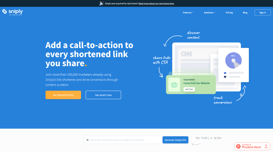 Sniply Link Shortener - Augmentez instantanément votre taux de conversion