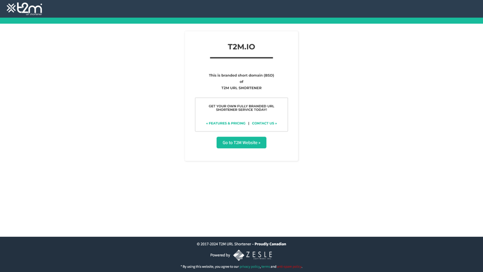 T2M.IO is a Branded Custom Domain - Powered by T2M URL Shortener | Branded short URLs, Custom Links & Link Management