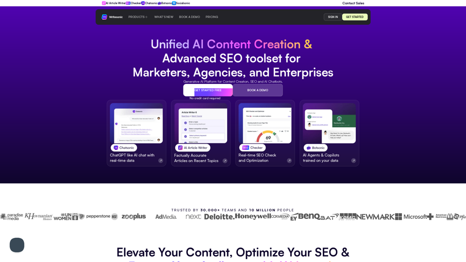 Writesonic - Escritor de Contenido AI, Kit de Herramientas de SEO AI y Chatbots AI