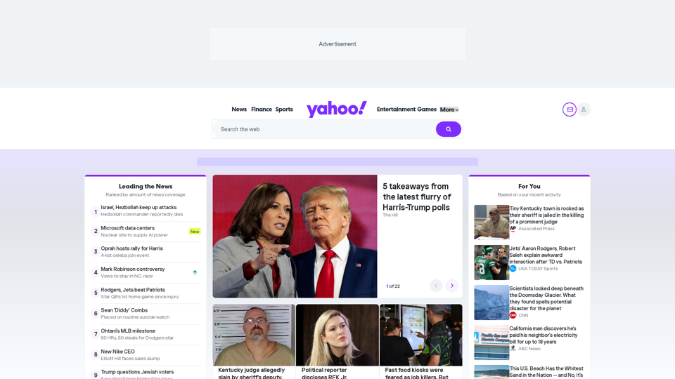 Yahoo | Mail, Weather, Search, Politics, News, Finance, Sports & Videos