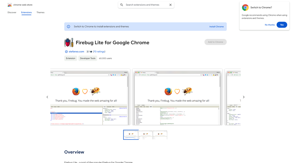 Firebug Lite pour Google Chrome - Boutique en ligne Chrome