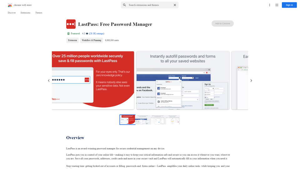 LastPass: Free Password Manager - Chrome Web Store