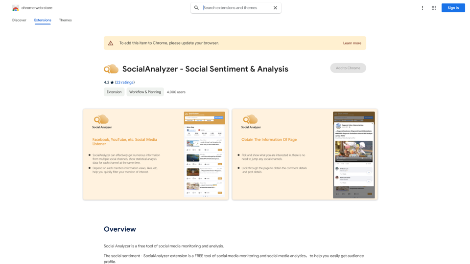 SocialAnalyzer - Sentiment et Analyse Sociale - Chrome Web Store