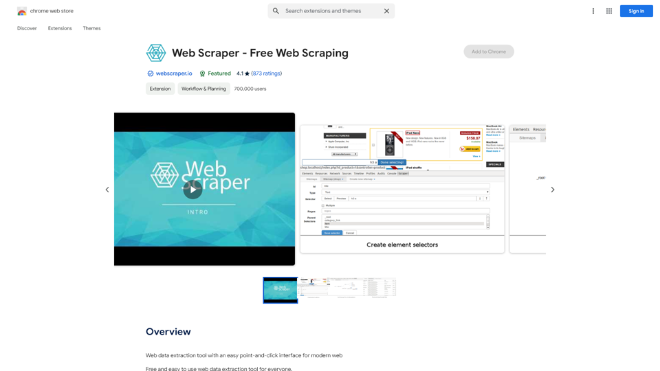 Web Scraper - Free Web Scraping - Chrome Web Store