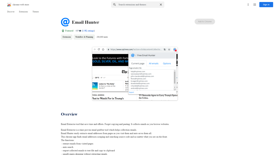 Email Hunter - Chrome 網路商店