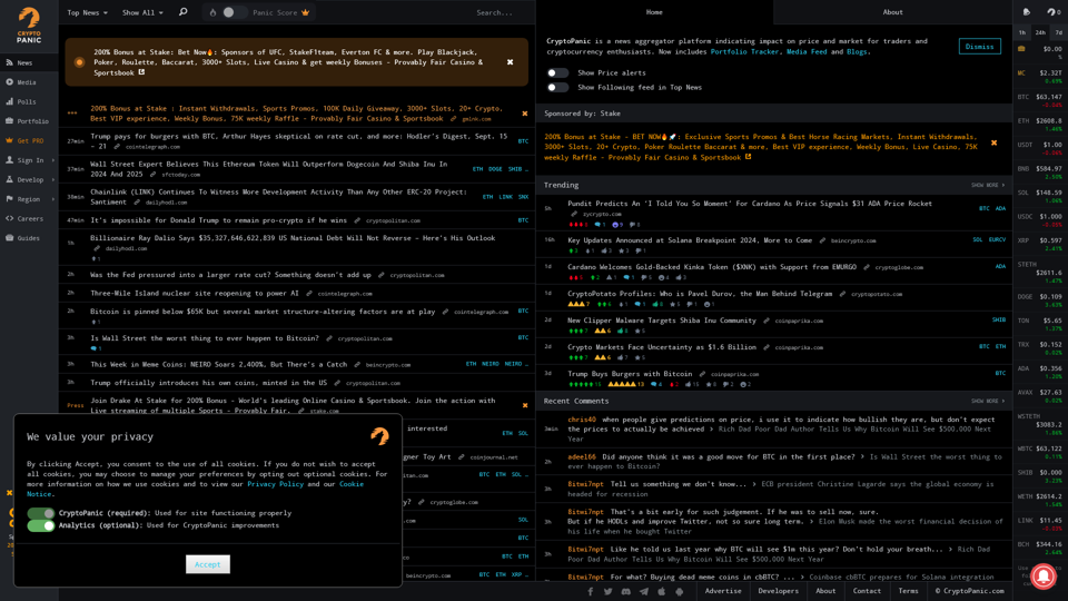 CryptoPanic - Plataforma de agregación de noticias que indica el impacto en el precio y el mercado para traders y entusiastas de las criptomonedas.