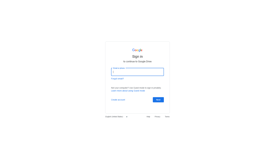 Google Drive: Sign-in