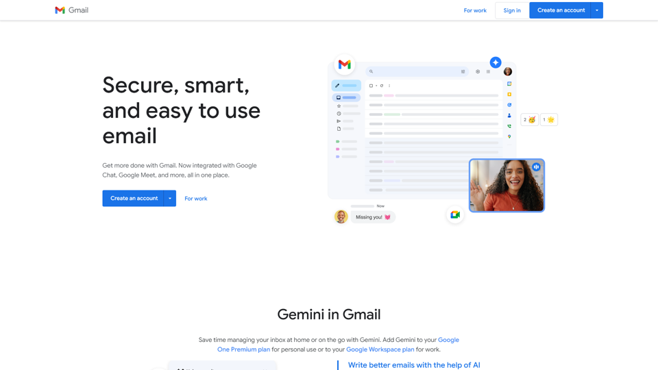 Gmail：免费提供私密和安全的电子邮件 | Google Workspace