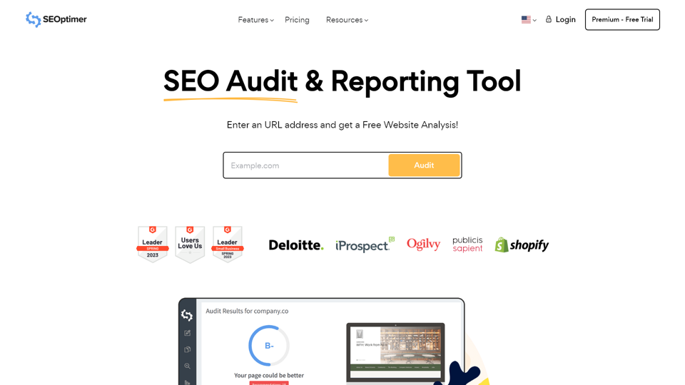 Analysez les sites Web avec l'outil d'audit et de rapport SEO gratuit - SEOptimer