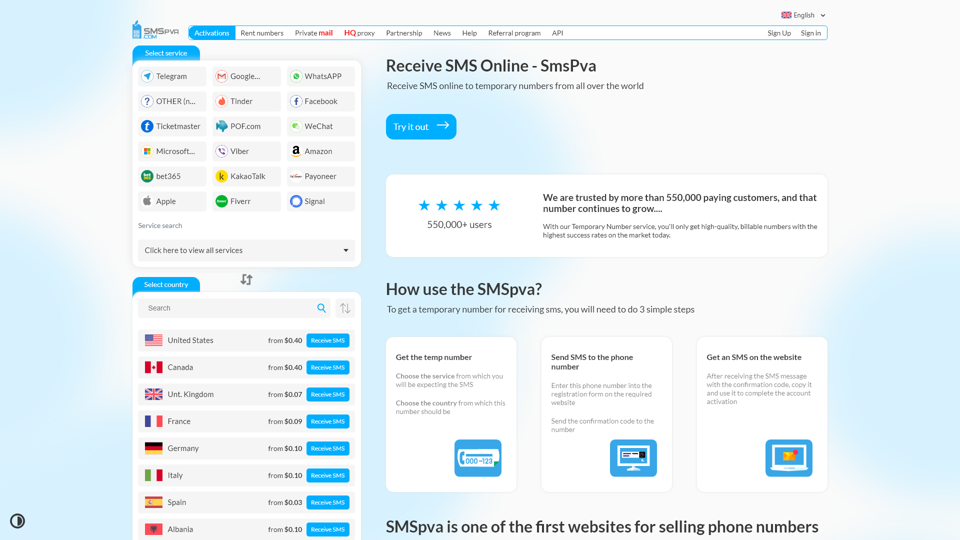 Получите SMS онлайн - Smspva - Виртуальные номера телефонов для активации онлайн SMS