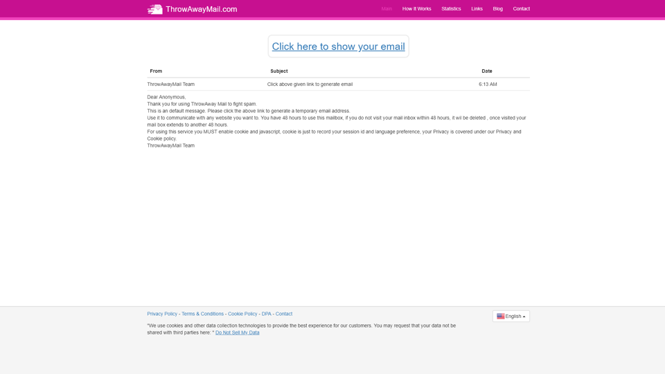 ThrowAwayMail.com - e-mail temporaire gratuit, adresse e-mail jetable