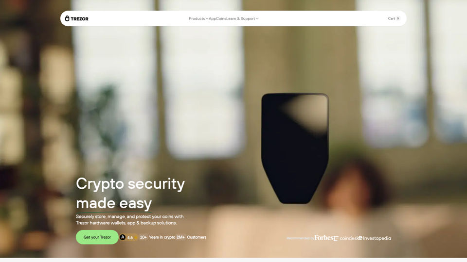 Trezor Hardware Wallet (Official) | Bitcoin & Crypto Security