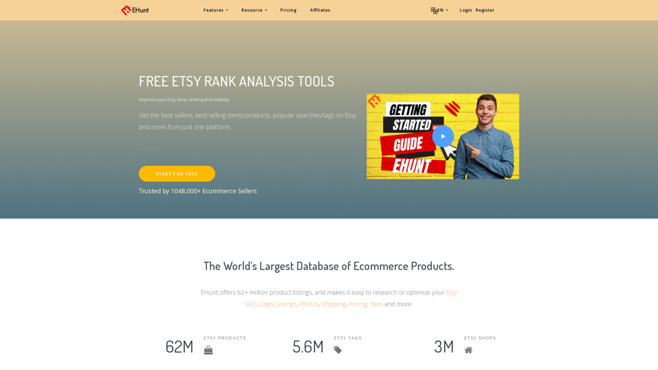 Free Etsy Rank, Products & Shops Research Tools - EtsyHunt