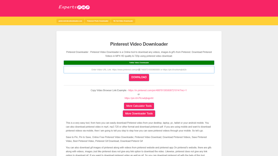 Pinterest Video Downloader - Lade Pinterest-Videos & Gifs Online herunter