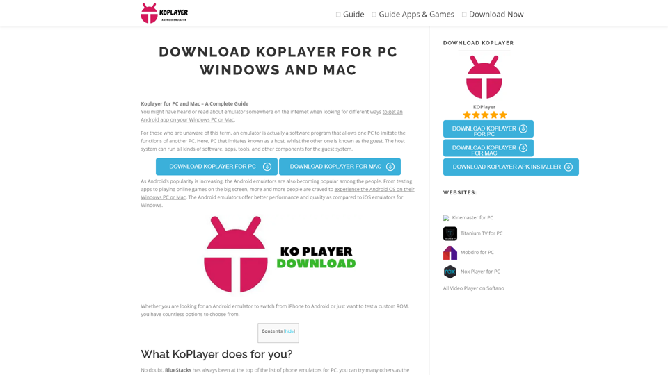 Download KoPlayer for PC Windows and Mac