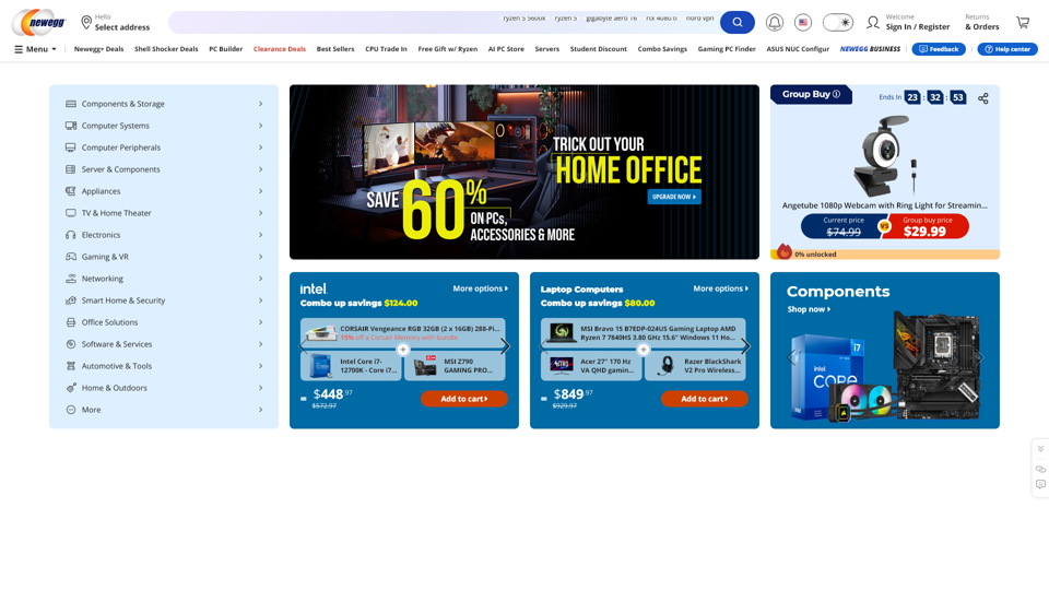 Electronics Store: Tech, PC Parts, AI PC & More | Newegg