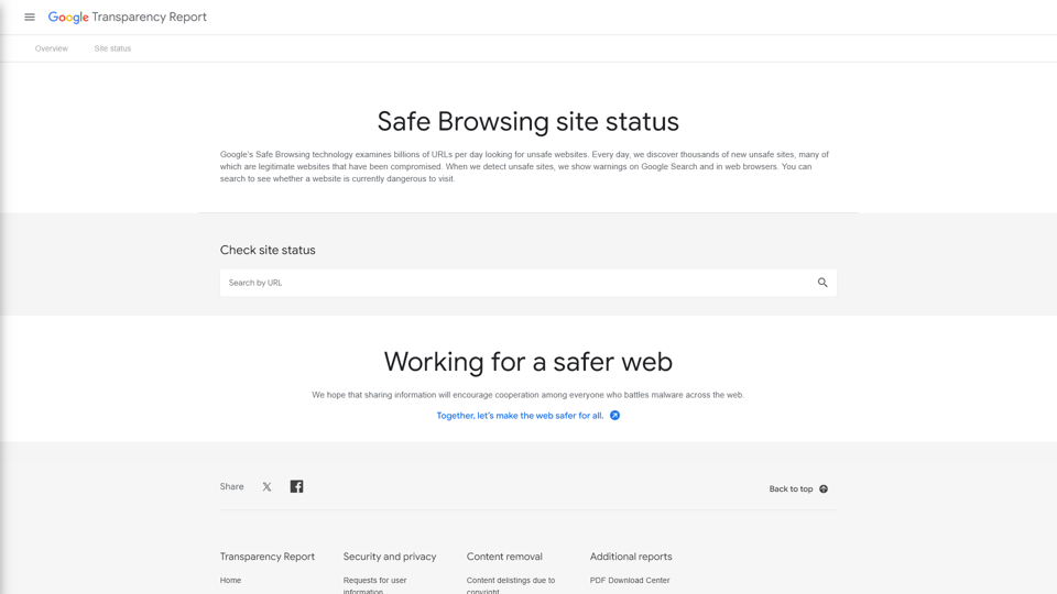 Google Safe Browsing – Relatório de Transparência do Google