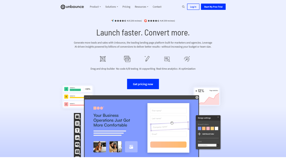 Rated Landing Page Builder and CRO Platform | Unbounce