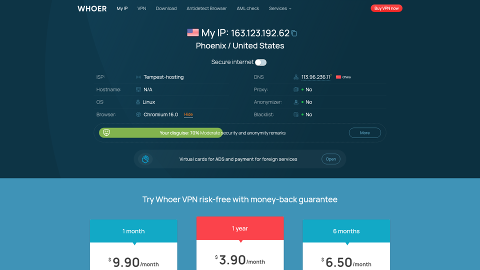 Find and Check IP Address

To find your IP address, you can follow these steps:

1. Using Command Prompt (Windows):
   - Press `Windows + R`, type `cmd`, and hit `Enter`.
   - In the Command Prompt window, type `ipconfig` and press `Enter`.
   - Look for the line that says `IPv4 Address`. This is your IP address.

2. Using Terminal (Mac):
   - Open `Terminal` from Applications or use Spotlight (Command + Space) to search for it.
   - Type `ifconfig | grep "inet "` and press `Enter`.
   - Your IP address will be displayed next to `inet`.

3. Using Online Tools:
   - You can also find your IP address by visiting websites like `whatismyip.com` or `iplocation.net`. They will display your public IP address immediately.

To check if an IP address is valid:

1. Use Online IP Checkers:
   - Websites like `whatismyip.com` or `ipvoid.com` allow you to enter an IP address and check if it's valid or provides additional information about its location and owner.

2. Ping the IP Address:
   - You can ping an IP address to see if it's reachable. 
   - Open Command Prompt or Terminal and type `ping [IP Address]` and press `Enter`. If it responds, the IP address is active.

3. Use WHOIS Lookup:
   - A WHOIS lookup will tell you who owns the IP address.
   - Go to a WHOIS lookup service and enter the IP address to view details about it.