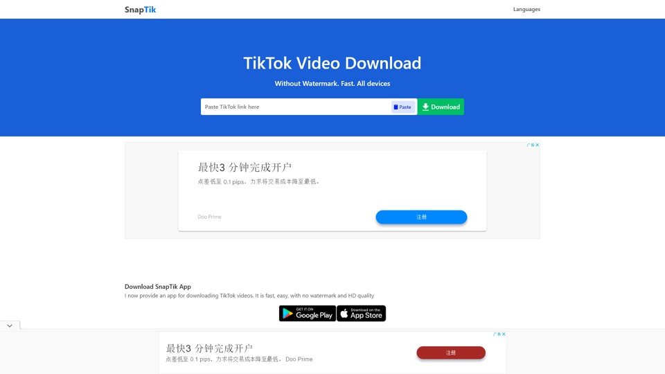 Tiktok 下载器 - 下载无水印的 TikTok 视频 - SnapTik