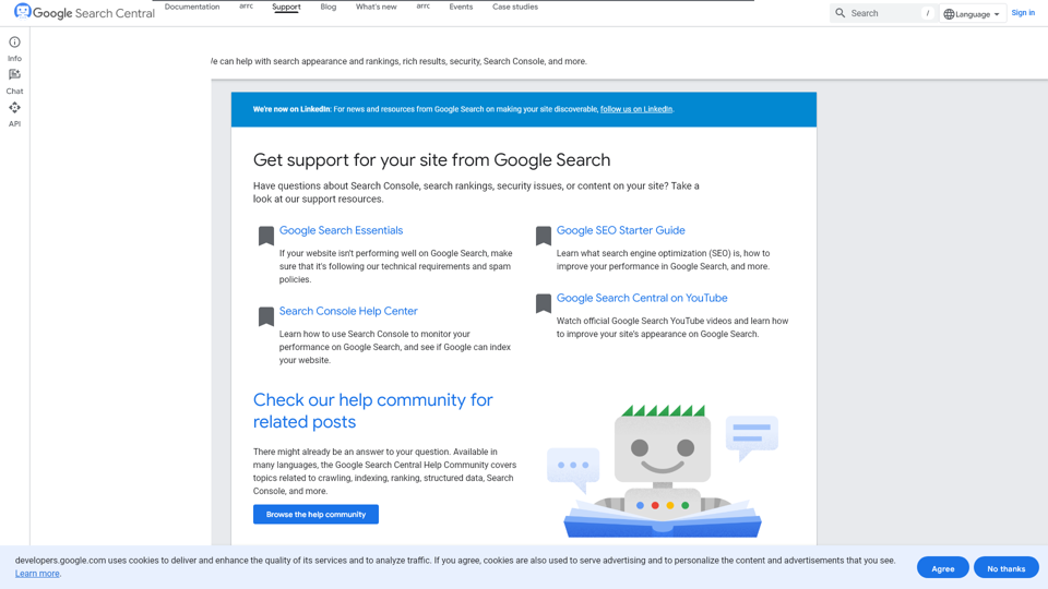 Google SEO Help and Support | Google Search Central  |  Google for Developers