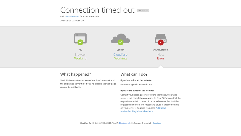 www.idvert.com | 522: Connection timed out