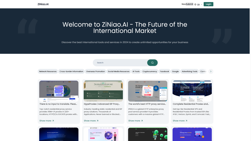 ZiNiao.AI - Discover the Best International Tools and Services of 2024